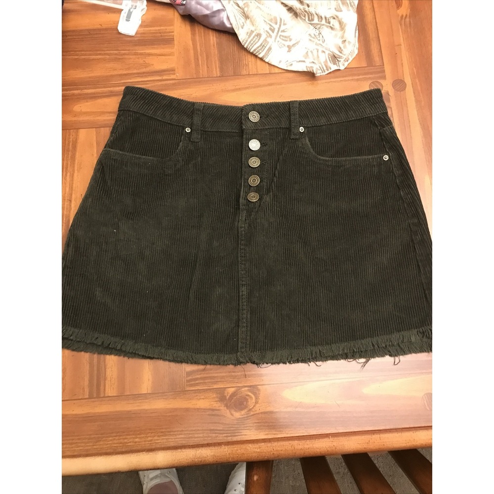 indigo rein juniors 9‎ olive green corduroy short skirt